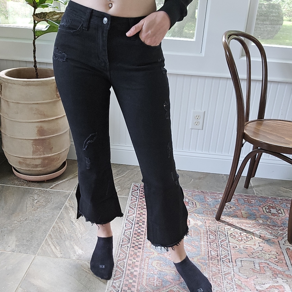 Flying Monkey Black Distressed Ankle Jeans